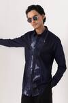 PAARSH_Navy Cotton Designer Shirt _at_Aza_Fashions