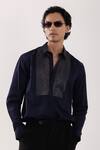Shop_PAARSH_Navy Cotton Designer Dark Shirt _Online_at_Aza_Fashions