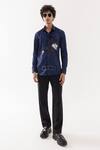Shop_PAARSH_Navy Cotton Designer Print Shirt _at_Aza_Fashions
