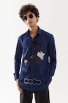 Buy_PAARSH_Navy Cotton Designer Print Shirt _at_Aza_Fashions