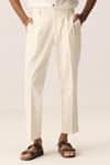 Kharakapas_White Cotton, Twill Frost Walk Trousers _at_Aza_Fashions