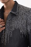 PAARSH_Charcoal Denim Embroidery Smoke Canvas Grey Jacket _at_Aza_Fashions