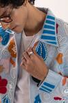 Shop_PAARSH_Blue Suede Embroidery Ice Designer Jacket _Online_at_Aza_Fashions