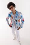 PAARSH_Blue Suede Embroidery Ice Designer Jacket _at_Aza_Fashions