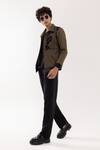 Buy_PAARSH_Olive Green Linen Embroidery Designer Jacket _Online_at_Aza_Fashions