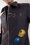 PAARSH_Gray Polyester Embroidery Designer Apex Drift Jacket _Online_at_Aza_Fashions