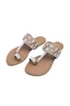 Buy_Preet Kaur_Brown Embroidery Palm Tan Kolhapuri Sandals _Online_at_Aza_Fashions