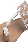 Shop_Preet Kaur_Brown Embroidery Palm Tan Kolhapuri Sandals _Online_at_Aza_Fashions