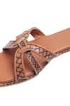 Shop_Preet Kaur_Brown Tan Textured Faux Leather Flats _Online_at_Aza_Fashions