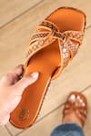 Buy_Preet Kaur_Brown Tan Textured Faux Leather Flats _at_Aza_Fashions