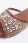 Preet Kaur_Brown Crystals, Rhinestones Embellished Sheer Sandals _at_Aza_Fashions