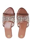 Shop_Preet Kaur_Brown Crystals, Rhinestones Embellished Sheer Sandals _at_Aza_Fashions