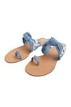 Buy_Preet Kaur_Blue Denim Bird Thumb Flats _Online_at_Aza_Fashions
