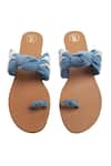 Shop_Preet Kaur_Blue Denim Bird Thumb Flats _at_Aza_Fashions