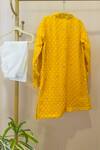 Shop_Rage Attire-Sweta Saria_Yellow Chinon, Cotton, Silk Embroidery Printed Kurta And Pyjama Set _at_Aza_Fashions