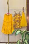 Buy_Rage Attire-Sweta Saria_Yellow Organza Embroidery Printed Kurta Sharara Set _at_Aza_Fashions