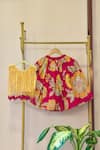 Buy_Rage Attire-Sweta Saria_Pink Embroidery, Fringe Floral Print Top And Lehenga Set _at_Aza_Fashions
