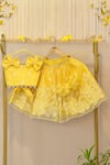 Buy_Rage Attire-Sweta Saria_Yellow Fabric Flowers, Pearls, Bows Embroidered Lehenga And Blouse Set _at_Aza_Fashions