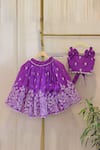 Buy_Rage Attire-Sweta Saria_Purple Organza, Silk Bows Lehenga And Blouse Set _at_Aza_Fashions
