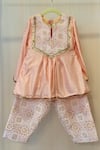 Buy_Rage Attire-Sweta Saria_Peach Embroidery Printed Kurta And Pant Set _at_Aza_Fashions