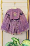 Shop_Rage Attire-Sweta Saria_Purple Tassels, Embroidery Foil Tissue Jacket And Lehenga Set _at_Aza_Fashions