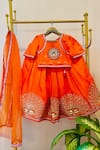 Buy_Rage Attire-Sweta Saria_Orange Organza Tassels, Embroidery Lehenga Set _at_Aza_Fashions