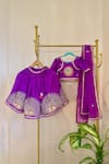 Buy_Rage Attire-Sweta Saria_Purple Organza Tassels, Embroidery Lehenga Set _at_Aza_Fashions