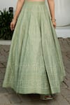 Buy_Safaa_Green Vegan Silk V-neck Ivy Sage Lehenga Set 