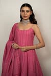 Buy_Safaa_Fuchsia Vegan Silk Embroidery Scoop Neck Pink Designer Anarkali Set _Online_at_Aza_Fashions