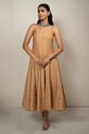Buy_Safaa_Orange Vegan Silk Embroidery Sweetheart Neck Marigold Designer Anarkali Dress _at_Aza_Fashions