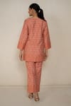 Shop_Safaa_Orange Shantoon Embroidery Round Neck Designer Moonga Silk Kurta Pant Set _at_Aza_Fashions