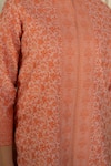 Shop_Safaa_Orange Shantoon Embroidery Round Neck Designer Moonga Silk Kurta Pant Set 