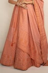 Safaa_Orange Vegan Silk Embroidery V-neck Clementine Designer Lehenga Set _Online_at_Aza_Fashions