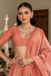 Buy_Safaa_Orange Vegan Silk Embroidery V-neck Clementine Designer Lehenga Set _Online_at_Aza_Fashions