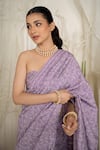 Safaa_Purple Shantoon Aurelia Violet Moonga Silk Saree Set _Online_at_Aza_Fashions