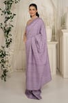 Shop_Safaa_Purple Shantoon Aurelia Violet Moonga Silk Saree Set _at_Aza_Fashions