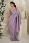 Buy_Safaa_Purple Shantoon Aurelia Violet Moonga Silk Saree Set _at_Aza_Fashions
