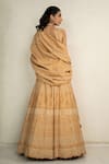 Shop_Safaa_Yellow Vegan Silk Sequins, Embroidery Round Neck Marigold Lenora Lehenga Set _at_Aza_Fashions