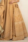 Safaa_Yellow Vegan Silk Sequins, Embroidery Round Neck Marigold Lenora Lehenga Set _Online_at_Aza_Fashions