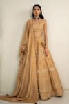 Buy_Safaa_Yellow Vegan Silk Sequins, Embroidery Round Neck Marigold Lenora Lehenga Set _Online_at_Aza_Fashions