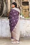 Shop_Naaritva India_Purple Zari Handwoven Work Banarasi Saree With Running Blouse _at_Aza_Fashions