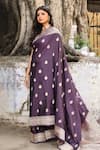 Buy_Naaritva India_Purple Zari Handwoven Work Banarasi Saree With Running Blouse 