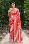 Buy_Naaritva India_Red Silk Zari Handwoven Banarasi Saree With Running Blouse _at_Aza_Fashions