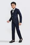 Petite Pomme_White Cotton, Polyester Navy Blue Designer Suit Set _Online_at_Aza_Fashions