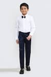 Shop_Petite Pomme_White Cotton, Polyester Navy Blue Designer Suit Set _Online_at_Aza_Fashions