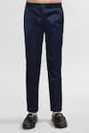 Buy_Petite Pomme_White Cotton, Polyester Navy Blue Designer Suit Set 