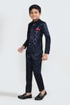Buy_Petite Pomme_Navy Polyester, Velvet Fabric Flowers Blue Suit Set _Online_at_Aza_Fashions
