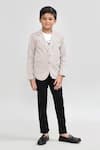 Petite Pomme_Beige Cotton Striped Blazer Set With T-shirt And Trouser _at_Aza_Fashions