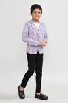 Shop_Petite Pomme_Purple Cotton Striped Blazer Set _Online_at_Aza_Fashions