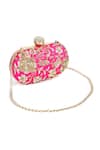 Nazaakat By Samara Singh_Pink Zari Hot Oval Sling Clutch Bag _Online_at_Aza_Fashions